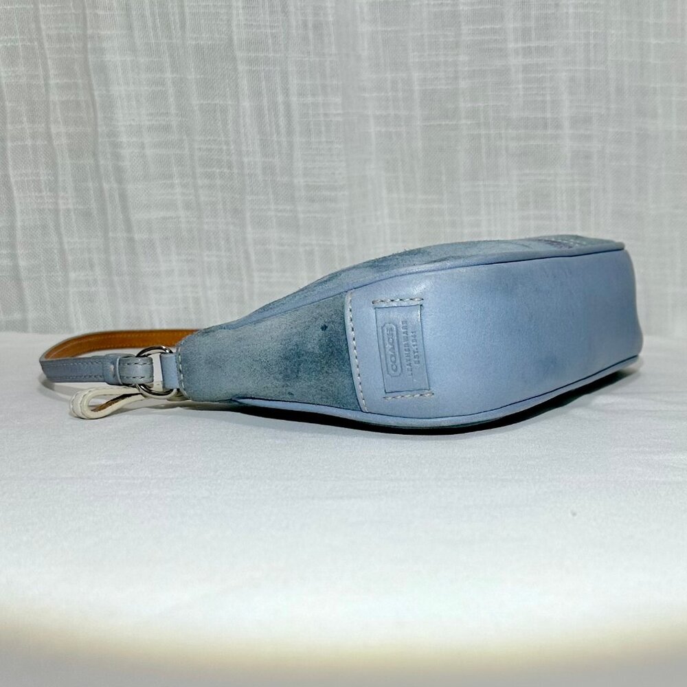 Coach Vintage Baby Blue Suede Leather Heart Stitched Demi Y2K Purse RARE 6732 - Picture 10 of 16